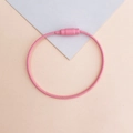 Pink candy-colored wire keychain cable with a secure screw lock for DIY crafts - Pink