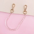 Cadena creativa para móvil DIY con perlas transparentes y cierres de metal dorado para mujer - Estilo de Cuentas de Cristal (K178)
