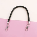 Correa creativa de cuero trenzado negro con cierres de langosta plateados para bricolaje - Estilo de Cordón de Cuero Trenzado Negro (K180)