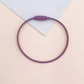 Purple coated steel wire keychain ring with secure screw lock fastener for DIY crafts - Purple