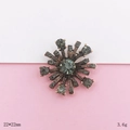 Macro detail of 22mm vintage sunburst metal charm with crystals and bronze finish - Grey Flower Style (D1951)