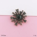 Vintage snowflake phone accessory with green gemstone and bronze metal finish, 22mm size - Green Flower Style (D1952)