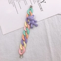Pulsera de cadena de acrílico macarrón colorido con un colgante de oso morado e imán - Púrpura (Con Tornillos)