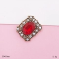 Close-up of vintage jewelry accessory with red crystal, pearls and rhinestones 23x19mm - Red Oval Style (D1954)