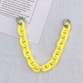 Detail of yellow acrylic chain strap with silver metal spring rings on white background - Hand Chain / 27.5cm / Neon Yellow