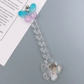 DIY Acryl Schmetterlingskette für Handyhüllen mit Farbverlauf und transparentem Anhänger - Transparent Zwei Schmetterlinge Stil (K172)