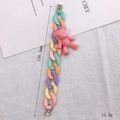 Colorful macaron acrylic bear phone strap keychain 158.5mm length and 13.5g weight - Pink (With Screws)