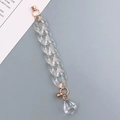 Acryl-Handykette mit roségoldenen Metallringen und Kristallanhänger für trendige Handyhüllen - Transparent Kristall Edelstein Stil (K174)