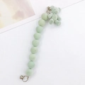 Mint green flocked beaded phone strap featuring a cute bear pendant and silver clasps - Mint Green (K622)