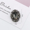 Fibbia per scarpe vintage in lega d'argento con cristallo grigio e strass verdi, 31x25mm - Fiore di Strass Vintage (D035)