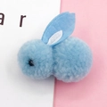 Detailed close-up of a blue plush rabbit charm with fuzzy texture and cute black bead eyes - Light Blue