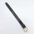 Close-up of black leather phone wrist strap with premium gold horseshoe metal buckle - Leather Wrist Strap / Black
