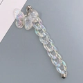 Chicke Acryl-Schmetterlingskette mit irisierendem Finish und Metallverschluss - Weißer Einzelner Schmetterling Stil (K173)