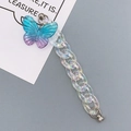 Verlauf blau Schmetterling Acryl Kette für Handyhülle mit schillerndem Finish Dekor - AB Irisierender Einzelner Schmetterling Stil (K175)