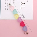 Correa de móvil de corazón de acrílico de 160mm con cuentas mate y cierre metálico - Estilo Corazón (K247 Pulsera Acrílica Corazón Gelatina)