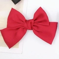 Handmade vibrant red ribbon bow accessory crafted from premium satin fabric - Bow / Red