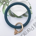 Dark blue silicone ring keychain with golden metal spring buckle for DIY phone case accessories - Navy Blue