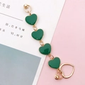 Groene emaille hartarmband voor telefoonhoesjes met gouden metalen basis en hanger - Donkergroen