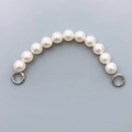 Handmade white pearl phone case handle chain with silver metal spring ring clasps - 18mm Pearl Handle Chain (11 Beads) (K336)