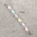 Colorful 155mm heart-shaped acrylic bead chain with matte finish and silver metal rings - Macaron Multicolor Heart (K358)