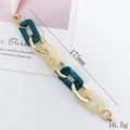 Acryl schakelarmband met groen marmerpatroon en gouden ringen, lengte 175mm - Dikke Ketting Ornament (Uitverkocht) / Diepgroen Contrast Wit Marmer (K382)