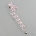 Pink frosted acrylic bear charm chain with pastel matte links for phone case decoration - Bear Pendant Style / Pink