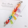 Bracciale a catena con orsetto in acrilico colorato lungo 170 mm con moschettoni in metallo - Bracciale Multicolore Con Orsetto