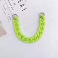 Neon green acrylic thick chain accessory with silver metal spring rings on white background - Fluorescent Green