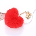 Red plush heart pendant with golden I Love You engraved charm and sparkling rhinestones - Jewelry / Red (D2231 Heart)