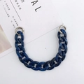 Navy marble acrylic chain with silver rings for DIY bags and phone cases - Ink Blue