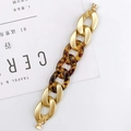 Matte gold and leopard print acrylic link chain for bracelets or DIY fashion accessories - Bracelet / Gold + Leopard Print