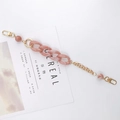 Pink marble acrylic resin chain strap with gold metal links and lobster clasps - Hand Chain / K494 Pink Hand Strap