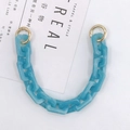 Detail of sky blue marble acrylic chain strap with gold metal rings for handbags - Light Blue Block Style