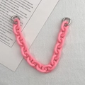 Pink acrylic thick chain strap with silver metal rings for DIY phone cases and bags - Hand Chain / 27.5cm / Deep Pink