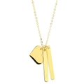 Minimalistische gouden ketting met hart- en staafhanger van gepolijst roestvrij staal - Goud