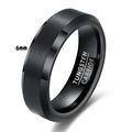 Detail of 6mm black tungsten carbide ring with brushed finish and polished beveled edges - US 7 / 6mm / Black