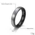 Minimalist 4mm tungsten steel ring with gray brushed surface and black polished inner band - Size 7 / 4mm Width / Steel