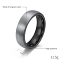 6mm silver brushed tungsten steel ring with black high polished interior for men - Size 7 / 6mm Width / Steel
