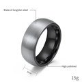 8mm black tungsten ring with brushed finish exterior and polished inner surface - Size 7 / 8MM Width / Steel