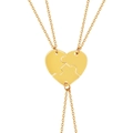 Three-piece gold heart puzzle necklace set made of polished stainless steel for best friends - Gold