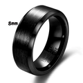 Black 8mm brushed tungsten carbide ring with polished beveled edges for men - US 7 / 8mm / Black