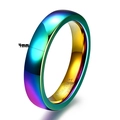 Vibrant 4mm rainbow tungsten carbide ring with polished gold inner finish - US 7 / Rainbow (4mm)