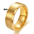 8mm gold brushed tungsten carbide wedding band with polished edges for men - US 5 / Gold