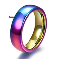 Vibrant rainbow gradient tungsten carbide ring with a polished 6mm domed band surface - US 7 / Multicolor (6mm)