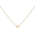 Detailed view of a gold-tone necklace with a 3D heart and letter T charm pendant - Letter T / Gold