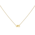 Detailed view of gold necklace with polished 3D heart and letter M pendant - Letter M / Gold