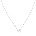 Detail of silver chain necklace with heart pendant and letter I charm on white background - Letter I / Steel