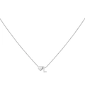 Minimalist silver chain necklace with polished heart pendant and personalized letter L charm - Letter L / Steel