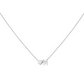 Polished silver necklace with 3D heart pendant and initial M on a white background - Letter M / Steel