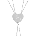 Three-piece set of puzzle heart necklaces in polished silver-tone stainless steel finish - Steel